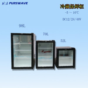 Purswave Sc-52 52L DC12V24V Solar Cooling Showcase Vehicle Refrigerator Glass Door -5~10degree Compressor Refrigerating Fridge Refrigerat for Car Motor Bus Auto