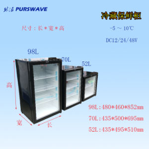 Purswav Sc-98 98L DC 12V24V Glass Door Cooling Showcase 0~10degree Solar Fridge Battery Cooler