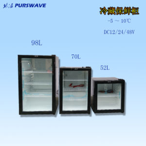 Purswav Sc-52 52L DC 12V24V Glass Door Cooling Showcase 0~10degree Solar Fridge Battery Cooler
