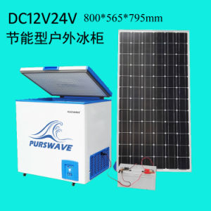 Purswave Vdfr-150e 150L DC 12V/24V/48V Solar Chest Freezer -25 Degree with Electronic Temperature Control Battery Powered Refrigerator Movable Ice-Cream Freezer