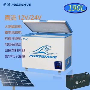 Purswave Vdfr-190 190L DC 12V/24V/48V Solar Chest Freezer -25 Degree Battery Powered Refrigerator Movable Ice-Cream Freezer