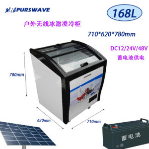 Purswave Sr/Sf-168 168L DC Solar Chest Freezer 12V24V48V Glass Door Refrigerator Ice-Cream Freezer Powered by Solar Panel and Battery -20degree