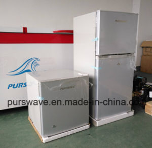 Purswave 108L DC12V24V Solar Refrigerator Vehicle Fridge Double Door Freezing & Cooling Style Compressor Refrigerating Freezer for Car Motor Bus Auto 