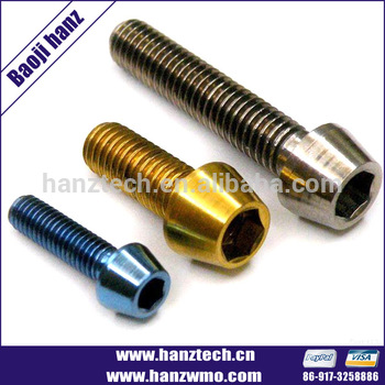 Din933 plated allen cap titanium bolts titanium screw