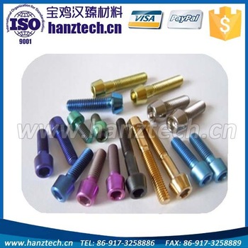 Din 912 plated hex head hollow Ti bolt titanium screw