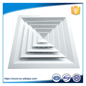 Adjustable 4 way supply conditioning square air diffuser
