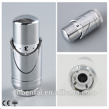 Brass thermostatic TRV angled lockshiled valve head CE Liquid sensor chromed Plated thermostatic head