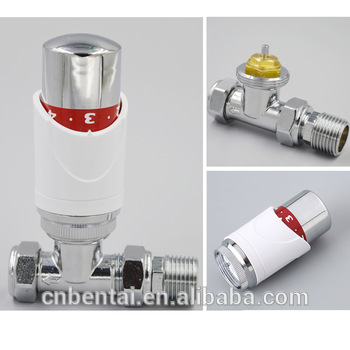 EN215 TRV Chrome Plated White handle Straight Valve Thermostatic Radiator LOCKSHILED Valve