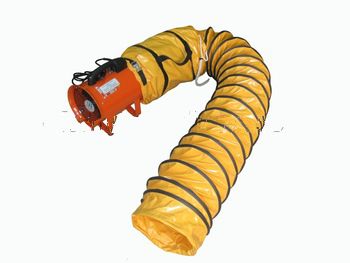 Industrial exhaust ventilation duct with portable blower fan