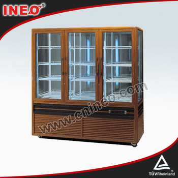Wooden rotating showcase/retail store display showcase/glass display showcase
