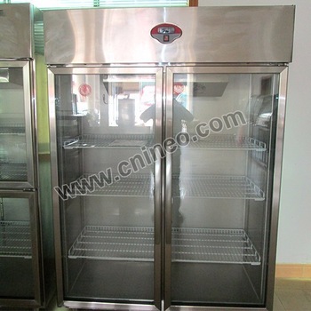 1000L Two Door Stainless Steel glass top deep freezers/stand up freezer prices