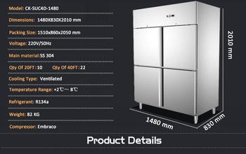 Commercial Kitchen 4 door commercial refrigerator freezer