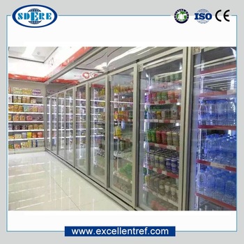 Glass Door Walk in Freezer Cold Room For Supermarket
