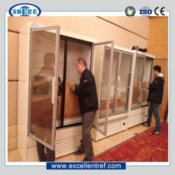 glass door type chiller showcase for dairy/beverage display in C-store