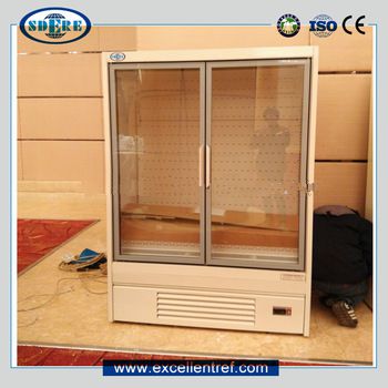 glass door type chiller showcase for dairy/beverage display in C-store
