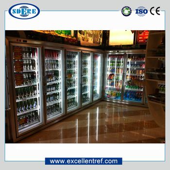 glass door type beer display refrigerator