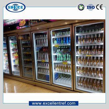 refrigerated drink cooler showcase for commercial use in supermarket&convenience store