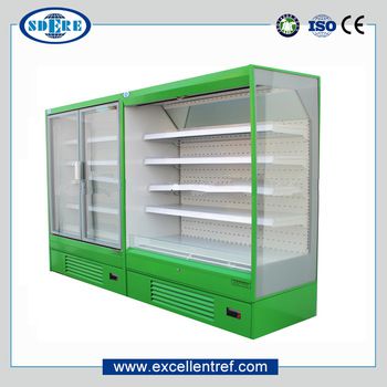 2016 new design multideck chiller &glass door refrigerator showcase used as convenience store showcase