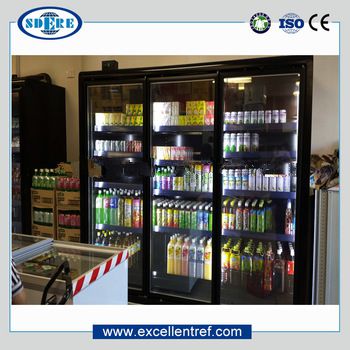 commercial refrigerator freezer used as display fridge in supermarket