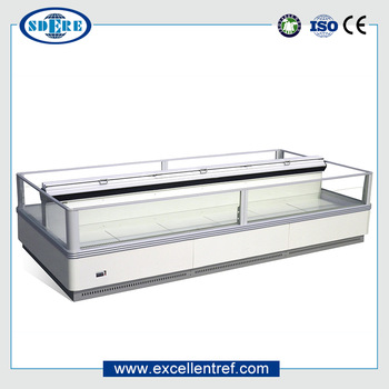 Low price CE Certification new design AHT paris glass top island display freezer