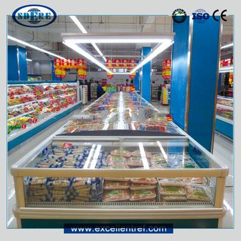 horizontal chest freezer used as seafood display refrigeration