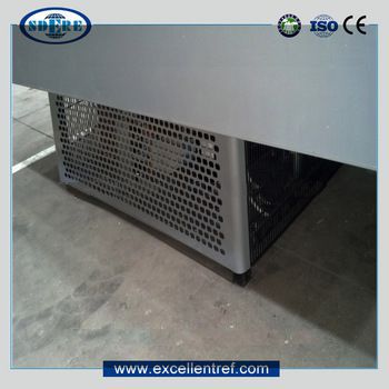 refrigerated container of plug in island cabinet type for frozen fish meat promotion