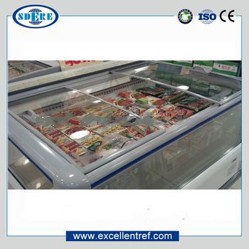 chest refrigerator showcase of single island type for ice cream display