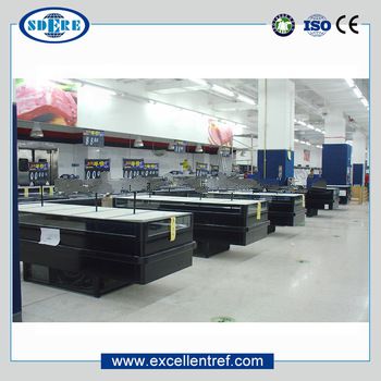 horizental display refrigerator open TOP type for frozen shrimp sale in Wal mart