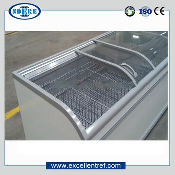 Hot sale AHT paris freezer and DIB series glass top stainless steel deep freezer