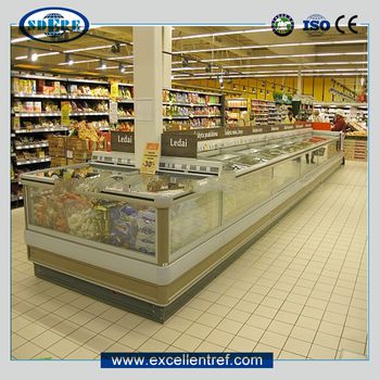 sliding glass door chest freezer for frozen meat sale with excellent display effect