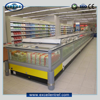horizontal meat display freezer showcase with open top side for commercial use