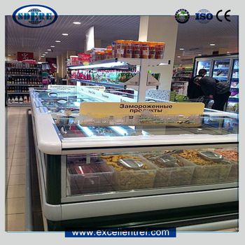 ice cream chest cooler in supermarket with luxury outlook and excellent display effect