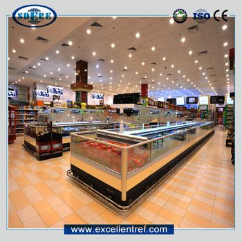 wholesale frozen chicken showcase of double island type in suprmarket