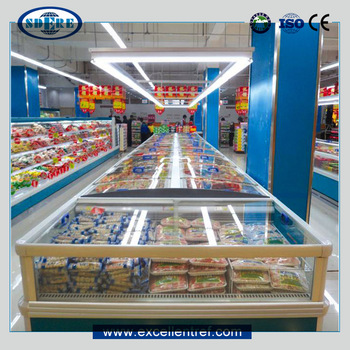supermarket island showcase freezer for commercial display