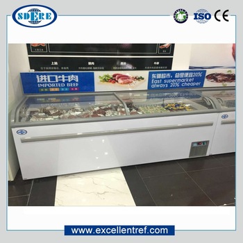 DIB181ECH1 R290 Refrigerant Curved Glass Chest Freezer for Supermarket