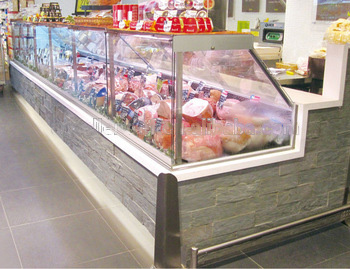 Made in China high quality open glass service counter cabinet with compressor and CE certification