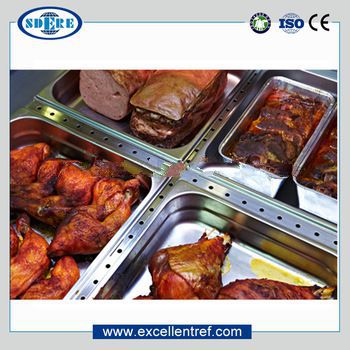 cooked food display refrigerator of counter top style in restaurant