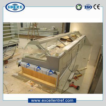 refrigerated counter top salad display showcase in suprmarket