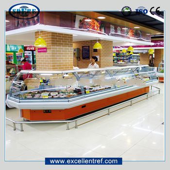 refrigerated counter top salad display showcase in suprmarket