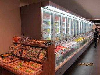 Hot sell big capacity half freezer half refrigerator showcase for supermarket/shop/restaurant factory