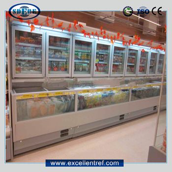 European style commercial showcase refrigerator of combination type