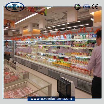 beverage refrigerator shelf with compressor contained used in supermarket