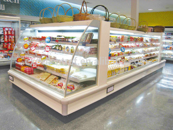 supermarket refrigerator commercial showcase of semi upright open chiller type