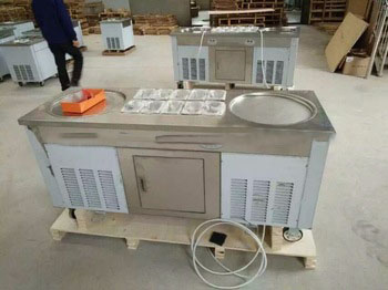 Double pot Panasonic compressor fry ice machine