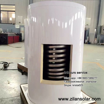 Solar water storage tank with coil