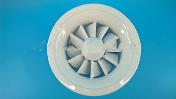 Round swirl floor diffuser, adjustable blade swirl diffuser