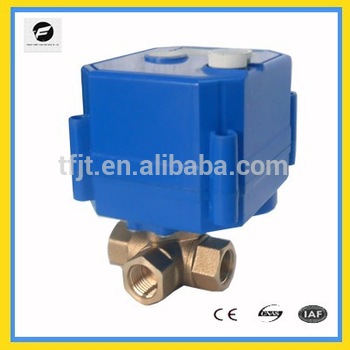 3 way DC12V L flow 1 4 Brass mini motorized ball valve with manual override and position indicator