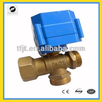 1 AC220V Brass 3 way T flow CR04 Motor operated valve for IC card water meters