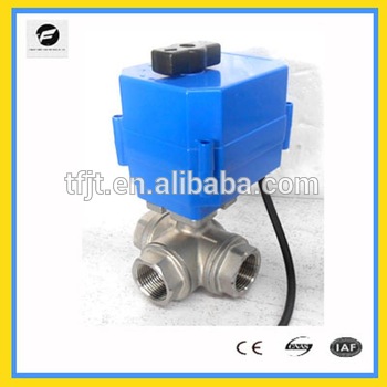 3 way stainless steel motorized valve 15mm 20mm 25mm 50mm 12v 24v for farm,drinking water,water treatment