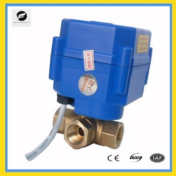 DC24V 3 way brass motorizd valve water shut off valve 1 4 3 8 1 2